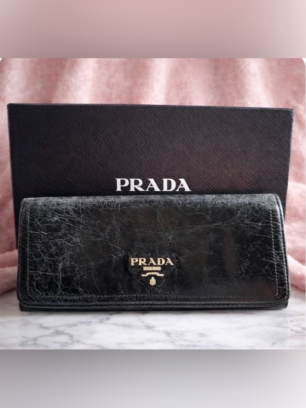 PRADA Black Saffiano Leather Wallet